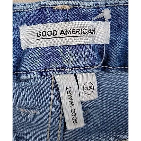 Good American Jeans Womens 2 25x25 Waist Distressed Stretch Mid Rise Modern USA - Picture 9 of 12